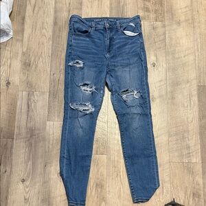 American Eagle Outfitters Women’s Skinny Ripped Jeans - Dark Blue